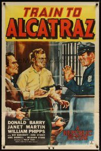 6k902 TRAIN TO ALCATRAZ 1sh '48 cool art of Don Red Barry, gangsters & cop!