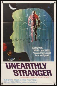6k922 UNEARTHLY STRANGER 1sh '64 cool art of weird macabre unseen thing out of time & space!