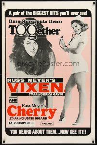 6k946 VIXEN/CHERRY, HARRY & RAQUEL 1sh '68 Russ Meyer's lusty busty superwomen in action!