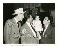 6m060 ABBOTT & COSTELLO 8x10 still '43 entertaining a young child on the set of a movie!
