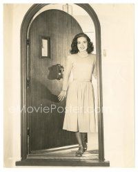 6m084 ANN BLYTH 7.25x9.25 still '48 greeting the camera at the front door of her home!