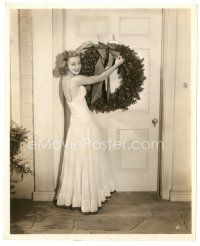 6m093 ANNE SHIRLEY 8x10 still '36 hanging a Christmas wreath on her door by Emmett Schoenbaum!
