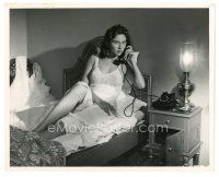 6m133 BIG BOODLE 8x10 still '57 close up of sexy Rossana Rory in bed talking on phone!!