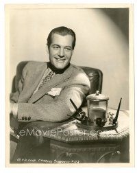 6m191 CHARLES STARRETT 8x10 still '40s seated smiling portrait in suit & tie with pipes!