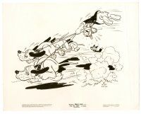 6m326 FOX HUNT 8x10 still '38 Disney, wacky Donald Duck dragged by his blood hounds chasing fox!