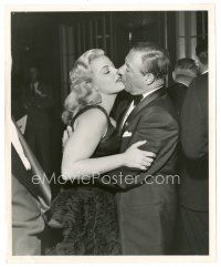 6m353 GEORGE JESSEL SHOW candid TV 8x10 still '53 making out with sexy Cleo Moore by Edward Ozern!