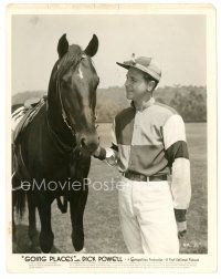 6m378 GOING PLACES 8x10 still '38 close up of jockey Dick Powell with his race horse!