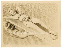 6m465 JANIS CARTER 8x10 still '40s full-length in swimsuit relaxing on diving board at the pool!