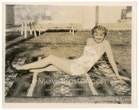 6m478 JOAN BLONDELL 8x10 still '30s sexy young portrait in swimsuit sitting on blanket outdoors!