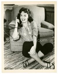 6m547 LAST TIME I SAW PARIS candid 8x10 still '54 great smiling c/u of Donna Reed talking on phone!