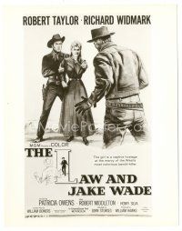6m548 LAW & JAKE WADE 8x10 still '58 artwork of Robert Taylor, Richard Widmark & Patricia Owens!