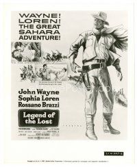 6m555 LEGEND OF THE LOST 8x10 still '57 cool advertising art of cowboy John Wayne & Sophia Loren!