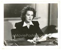6m651 MAUREEN O'HARA 8x10 still '43 close up at desk with book as a teacher in This Land is Mine!