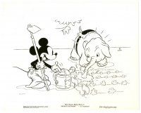 6m657 MICKEY'S ELEPHANT 8x10 still '36 Disney, cartoon image of Mickey Mouse & elephant in garden!