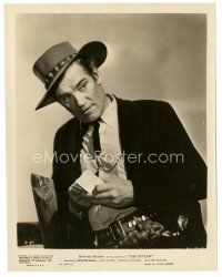 6m710 OUTLAW 8x10 still '46 great close up of Walter Huston holding a big wad of cash!
