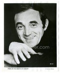 6m717 PARIS IN THE MONTH OF AUGUST 8x10 still '66 c/u smiling portrait of of Charles Aznavour!