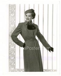 6m722 PAULA RAYMOND 8x10 still '50 full-length in slim-fitted coat with an ascot of nutria!