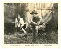 6m772 RED SALUTE 8x10 still '35 close up of Barbara Stanwyck & Robert Young sitting in barn!