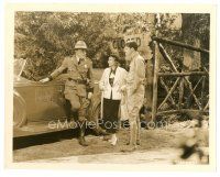 6m771 RED SALUTE 8x10 still '35 Barbara Stanwyck & Robert Young talk to officer by closed road!