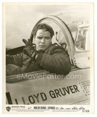 6m821 SAYONARA 8x10 still '57 cool close up of Marlon Brando in fighter plane cockpit!