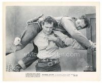 6m988 WYOMING OUTLAW 8x10 still R53 great close up of John Wayne carryign bad guy on his back!