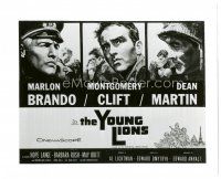 6m993 YOUNG LIONS 8x10 still '58 art of Nazi officer Marlon Brando, Clift & Martin from title card