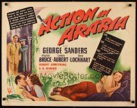 6r023 ACTION IN ARABIA style B 1/2sh '44 George Sanders & Virginia Bruce in the land of intrigue!