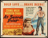 6r038 AT SWORD'S POINT style A 1/2sh '52 full-length Cornel Wilde, close up of sexy Maureen O'Hara!