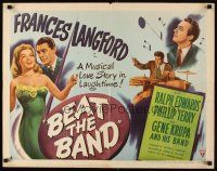 6r046 BEAT THE BAND style B 1/2sh '47 artwork of sexy Frances Langford & Gene Krupa playing drums!