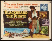 6r059 BLACKBEARD THE PIRATE style A 1/2sh '52 full-length art of Robert Newton in the title role!