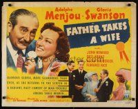 6r116 FATHER TAKES A WIFE style A 1/2sh '41 great close up of Gloria Swanson & Adolphe Menjou!