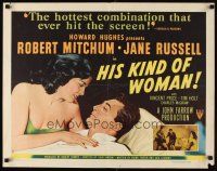 6r148 HIS KIND OF WOMAN style A 1/2sh '51 Robert Mitchum, sexy Jane Russell, Howard Hughes!