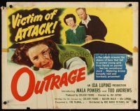 6r218 OUTRAGE style A 1/2sh '50 directed by Ida Lupino, is Mala Powers or any other girl safe!