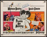 6r230 PROMISE HER ANYTHING 1/2sh '66 art of Warren Beatty w/fingers crossed & pretty Leslie Caron!