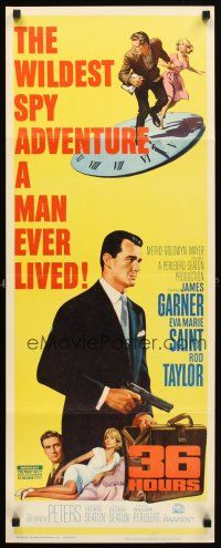 6r325 36 HOURS insert '65 James Garner with gun, sexy Eva Marie Saint, Rod Taylor