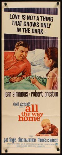 6r336 ALL THE WAY HOME insert '63 close up of sexy Jean Simmons & Robert Preston in bed!
