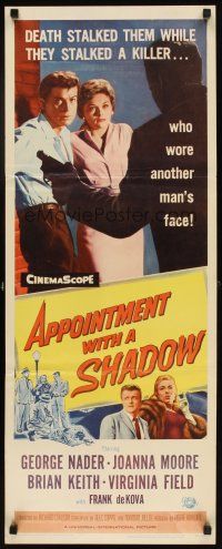 6r345 APPOINTMENT WITH A SHADOW insert '58 cool noir artwork of silhouette pointing gun at stars!