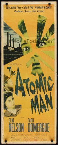 6r354 ATOMIC MAN insert '56 wacky image of the man they called the Human Bomb, plus Faith Domergue