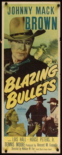 6r372 BLAZING BULLETS insert '51 Johnny Mack Brown w/gun drawn on bad guys!