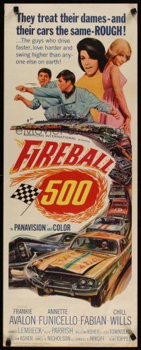 6r473 FIREBALL 500 insert '66 Frankie Avalon & sexy Annette Funicello, cool stock car racing art!