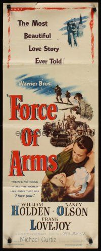 6r481 FORCE OF ARMS insert '51 William Holden & Nancy Olson met under fire & their love flamed!