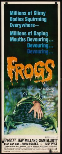 6r484 FROGS insert '72 great horror art of man-eating amphibian with human hand hanging from mouth