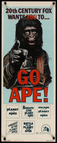 6r497 GO APE insert '74 5-bill Planet of the Apes, wonderful Uncle Sam parody art!