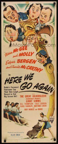 6r518 HERE WE GO AGAIN insert '42 art of Edgar Bergen & Charlie McCarthy, Fibber McGee & Molly!