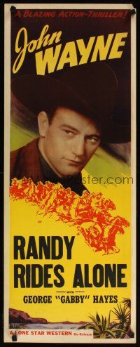 6r007 JOHN WAYNE insert '40s great image of young John Wayne, Randy Rides Alone!