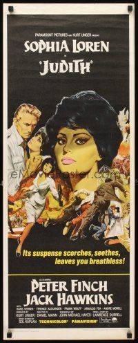 6r552 JUDITH insert '66 Daniel Mann directed, artwork of sexiest Sophia Loren & Peter Finch!