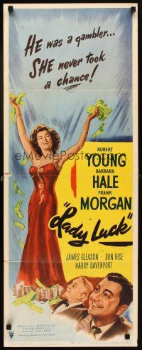 6r566 LADY LUCK insert '46 gambling artwork, Robert Young & full-length Barbara Hale!