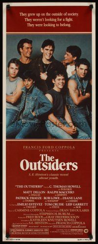 6r628 OUTSIDERS insert '82 Coppola, S.E. Hinton, Howell, Dillon, Macchio, Swayze, Lowe, Estevez