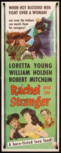 6r649 RACHEL & THE STRANGER insert R53 William Holden & Robert Mitchum fight over Loretta Young!