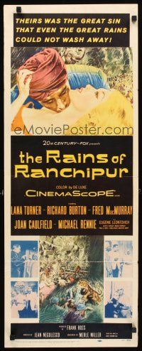 6r653 RAINS OF RANCHIPUR insert '55 Lana Turner, Richard Burton, rains couldn't wash sin away!